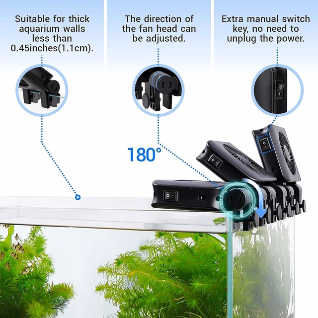 Alt view image 3 of 6 - Aquarium Chiller Fan Quiet Fish Tank Cooling Fan with Adjustable Speed Controller for Freshwater & Saltwater Tanks (3-Fan Head)