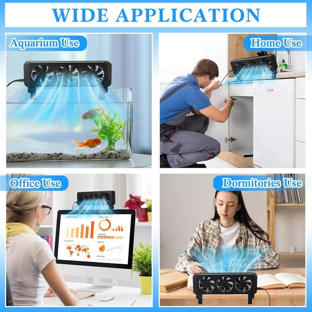 Alt view image 7 of 7 - 3-Head Adjustable Aquarium Cooling Fan (2 Pcs) with Timer & 5 Wind Speeds, Quiet Fish Tank Chiller Fan for Freshwater & Saltwater Tanks