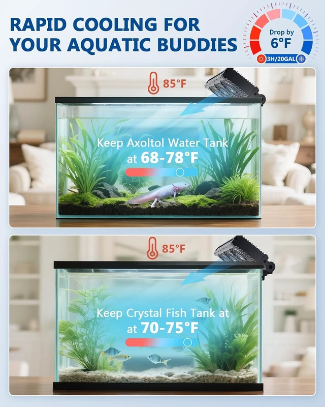 Alt view image 2 of 7 - Aquarium Chiller Fan, 3-Head Design with Adjustable 5 Speeds & 5 Timer Settings