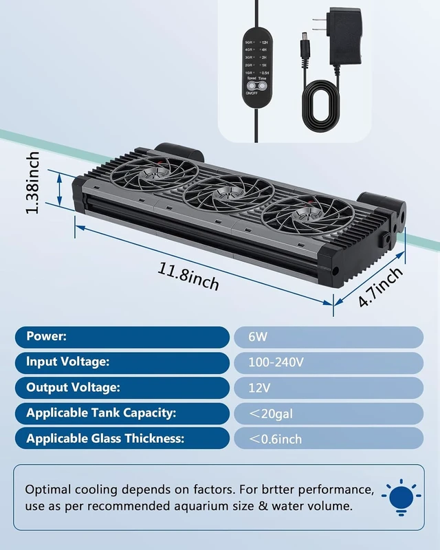 Alt view image 7 of 7 - Aquarium Chiller Fan, 3-Head Design with Adjustable 5 Speeds & 5 Timer Settings