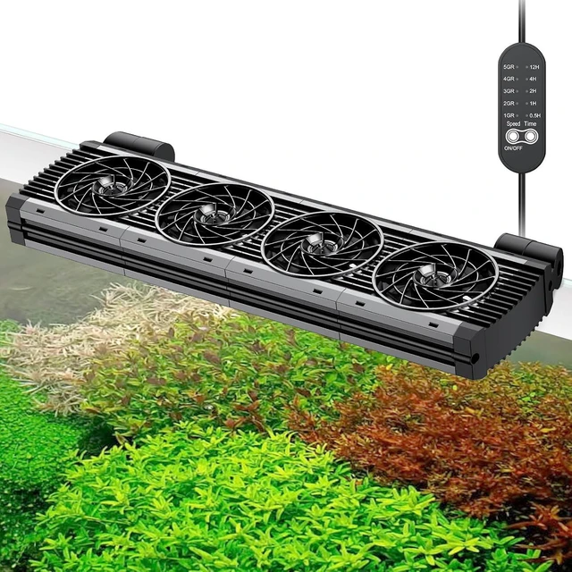 Main image of Fish Tank Cooling Fan with 5 Speed Modes & Timer Aquarium & Terrarium Water Chiller Fan for Freshwater and Saltwater Tanks