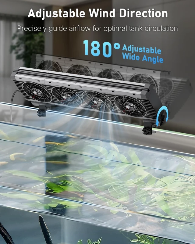 Alt view image 4 of 7 - Fish Tank Cooling Fan with 5 Speed Modes & Timer Aquarium & Terrarium Water Chiller Fan for Freshwater and Saltwater Tanks