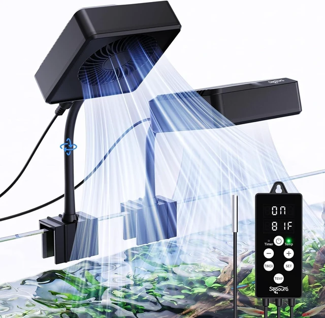 Main image of Fish Tank Cooling Fan with Timer & Temp Control Aquarium Chiller Fan