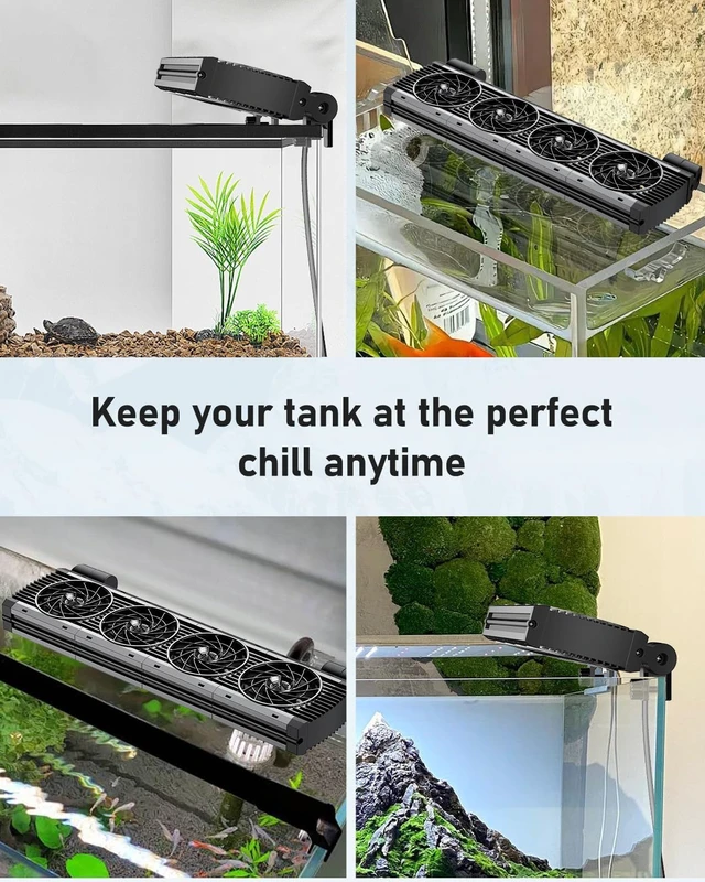Alt view image 7 of 7 - Fish Tank Cooling Fan with 5 Speed Modes & Timer Aquarium & Terrarium Water Chiller Fan for Freshwater and Saltwater Tanks