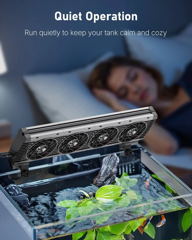 Alt view image 6 of 7 - Fish Tank Cooling Fan with 5 Speed Modes & Timer Aquarium & Terrarium Water Chiller Fan for Freshwater and Saltwater Tanks