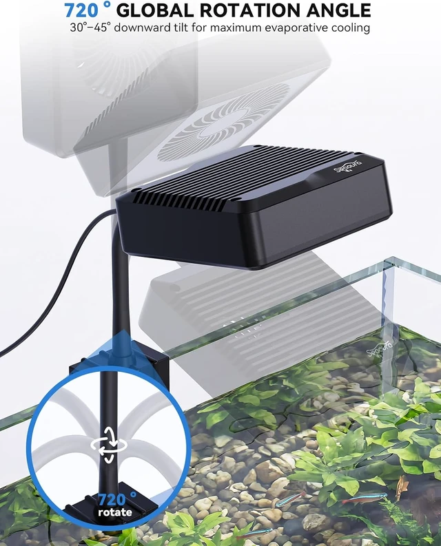 Alt view image 6 of 7 - Fish Tank Cooling Fan with Timer & Temp Control Aquarium Chiller Fan