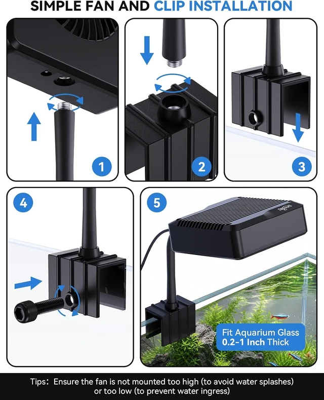 Alt view image 7 of 7 - Fish Tank Cooling Fan with Timer & Temp Control Aquarium Chiller Fan