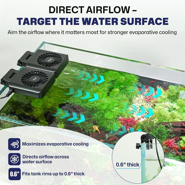 Alt view image 4 of 7 - Smart Temp-Control Aquarium Cooling Fan for 30-60 Gal Fish Tanks