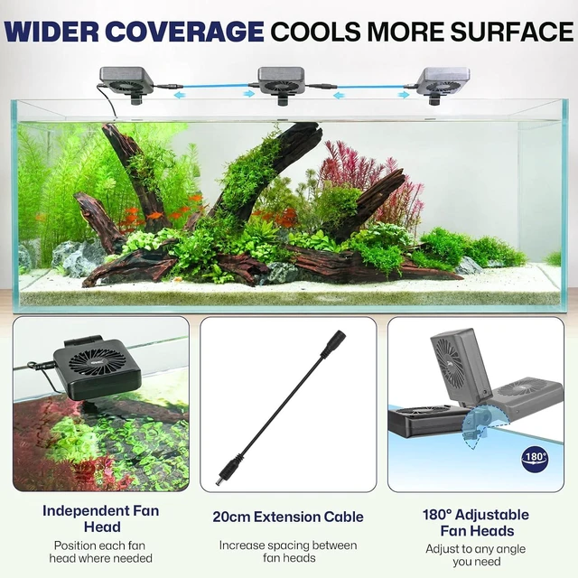 Alt view image 5 of 7 - Smart Temp-Control Aquarium Cooling Fan for 30-60 Gal Fish Tanks