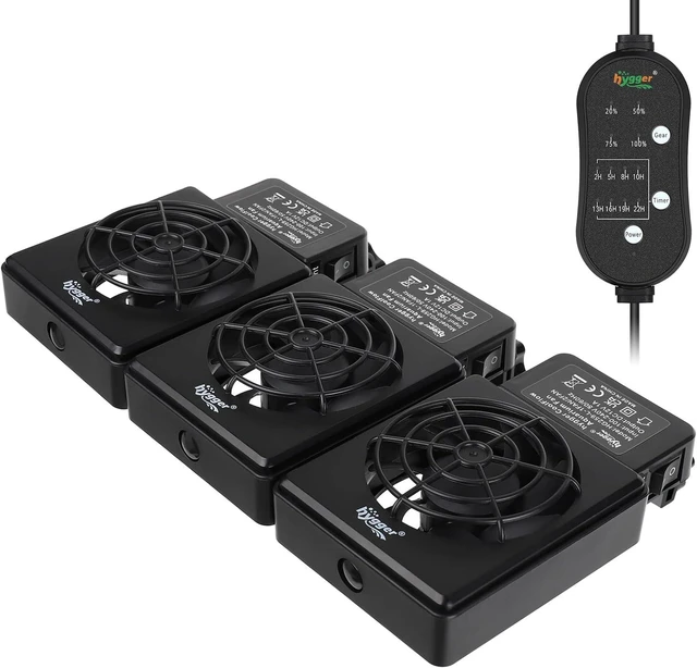 Main image of Quiet 3-Head Aquarium Cooling Fan with Adjustable Speed & Timer Fish Tank Chiller for Axolotl Tank, Terrarium, Saltwater & Freshwater