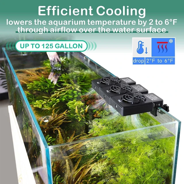 Alt view image 2 of 7 - Quiet 3-Head Aquarium Cooling Fan with Adjustable Speed & Timer Fish Tank Chiller for Axolotl Tank, Terrarium, Saltwater & Freshwater