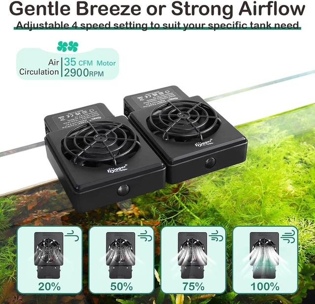 Alt view image 5 of 7 - Quiet 3-Head Aquarium Cooling Fan with Adjustable Speed & Timer Fish Tank Chiller for Axolotl Tank, Terrarium, Saltwater & Freshwater