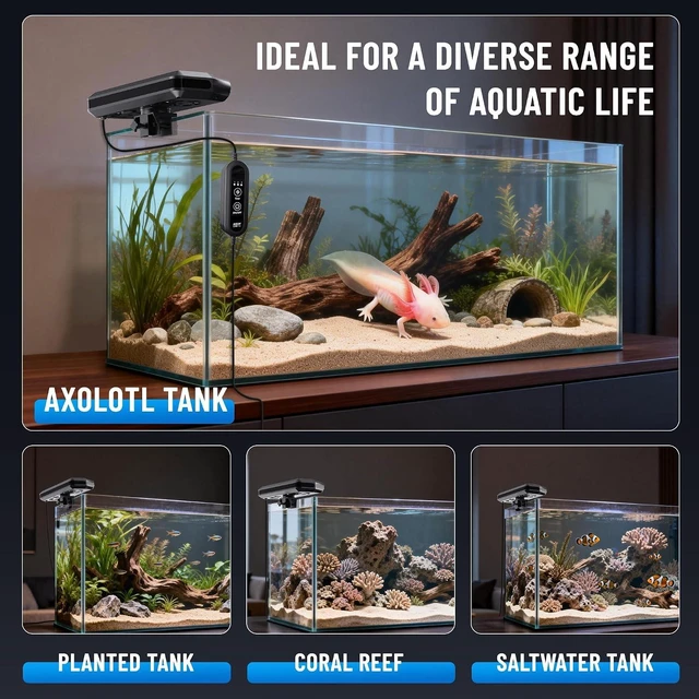 Alt view image 7 of 7 - Ultra-Quiet Powerful Aquarium Fan, 3-7 Cooling Effect with 3 Adjustable Speed Modes, Fits Aquariums With or Without Edges for Axolotl, Seawater, Freshwater, Coral & Grass Tanks