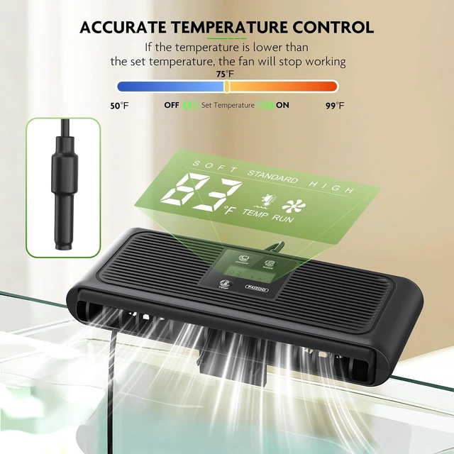 Alt view image 3 of 7 - Aquarium Water Chiller Fan with Auto Temp Control & Temperature Probe