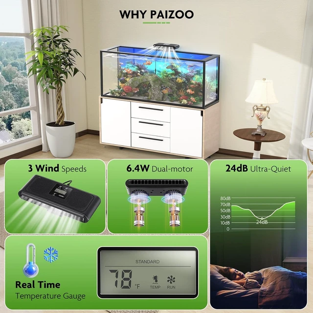 Alt view image 6 of 7 - Aquarium Water Chiller Fan with Auto Temp Control & Temperature Probe
