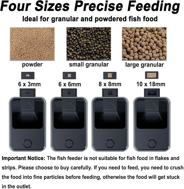 Alt view image 4 of 6 - WiFi Automatic Fish Feeder & Dispenser for Aquarium with App Timer, Remote Control, USB Power Suits Pelleted Fish Tank Food, Black