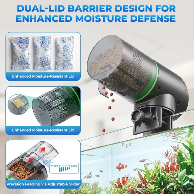Alt view image 6 of 7 - WiFi Auto Fish Food Dispenser with Remote APP Control, Plug Powered, Plug & USB-C Cable Vacation Automatic Fish Feeder for Small Tank, Betta & Turtle