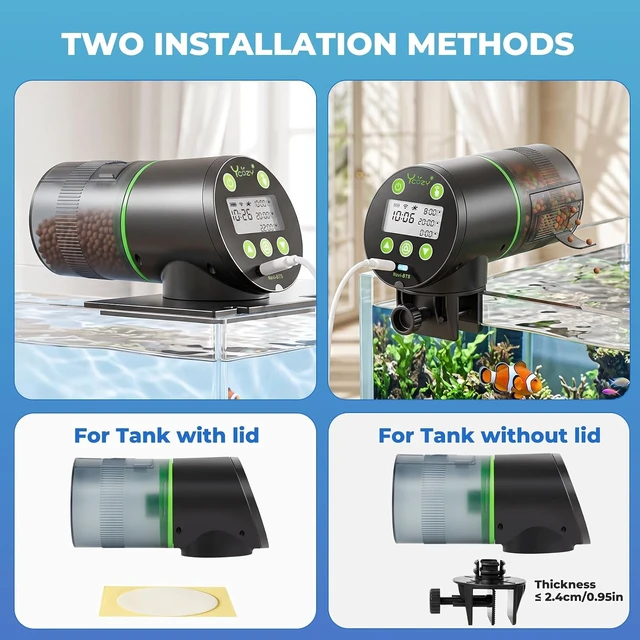Alt view image 7 of 7 - WiFi Auto Fish Food Dispenser with Remote APP Control, Plug Powered, Plug & USB-C Cable Vacation Automatic Fish Feeder for Small Tank, Betta & Turtle