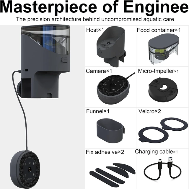 Alt view image 7 of 7 - WiFi Flakes Food Dispenser with Camera Automatic Fish Feeder for Aquarium