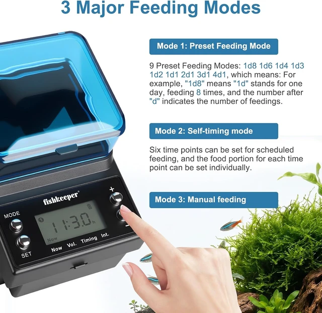 Alt view image 2 of 7 - Rechargeable Automatic Fish Feeder with 3 Feeding Modes, USB Powered