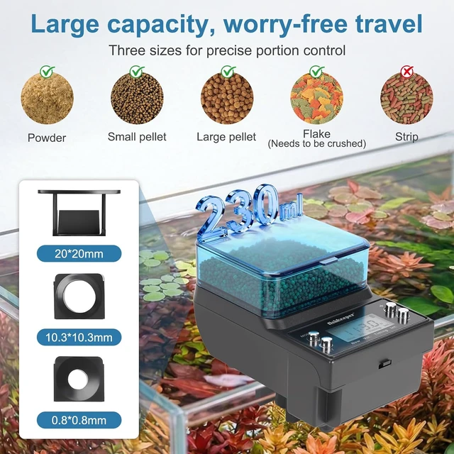 Alt view image 3 of 7 - Rechargeable Automatic Fish Feeder with 3 Feeding Modes, USB Powered