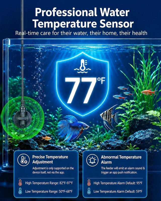Alt view image 4 of 7 - WiFi Aquarium Fish Feeder with Automatic Dispensing & Temperature Monitoring