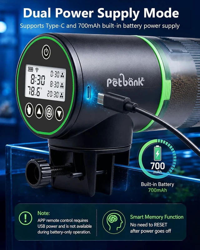Alt view image 5 of 7 - WiFi Aquarium Fish Feeder with Automatic Dispensing & Temperature Monitoring