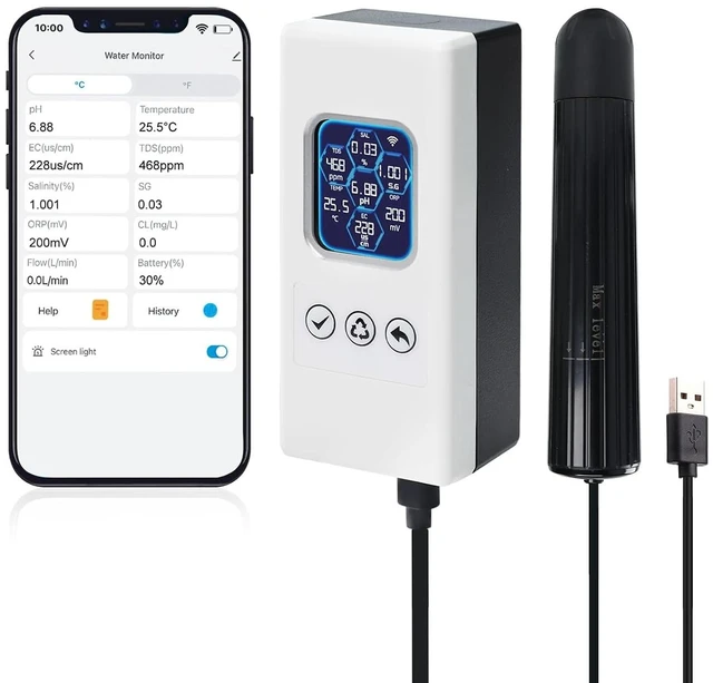 Main image of WiFi Smart Multi-Parameter Water Quality Tester for pH/ORP/TDS/EC/Salinity/SG/Temp Real-Time Alerts & App Connection for Aquarium & Saltwater Nano Fish Tanks