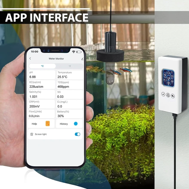 Alt view image 4 of 7 - WiFi Smart Multi-Parameter Water Quality Tester for pH/ORP/TDS/EC/Salinity/SG/Temp Real-Time Alerts & App Connection for Aquarium & Saltwater Nano Fish Tanks