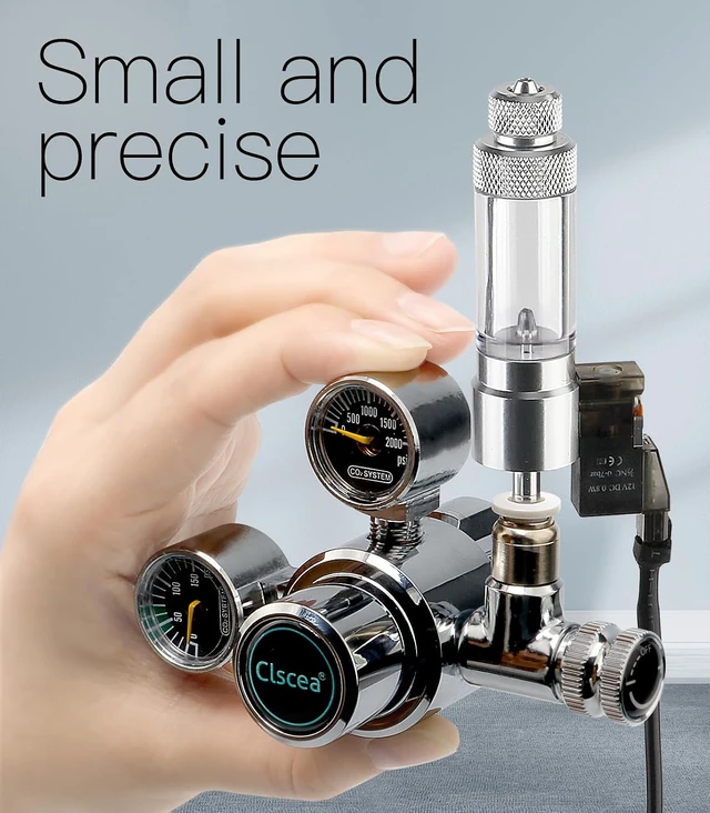 Alt view image 6 of 7 - R100S Dual-Gauge Aquarium CO2 Regulator with Solenoid & Bubble Counter