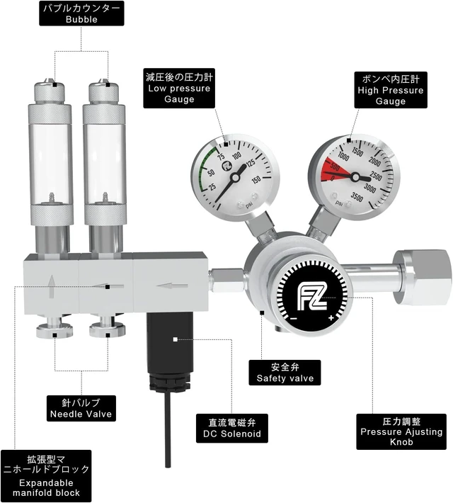 Alt view image 2 of 7 - CGA320 Pro Dual-Stage CO2 Regulator for Aquarium Plant Tanks