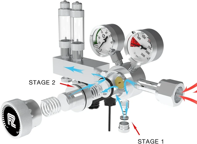 Alt view image 3 of 7 - CGA320 Pro Dual-Stage CO2 Regulator for Aquarium Plant Tanks