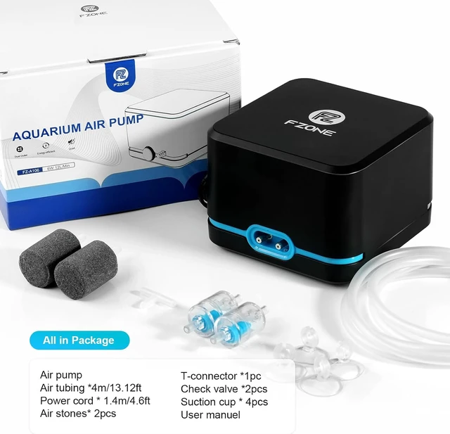 Alt view image 6 of 6 - Ultra-Quiet Dual-Outlet Aquarium Air Pump with Air Stones Oxygen Aerator