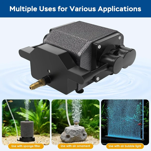 Alt view image 6 of 7 - Quiet Aquarium Air Pump with Adjustable Airflow, 200/317/475 GPH