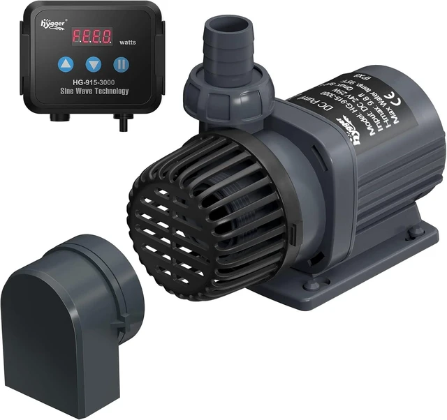 Main image of 800 GPH Quiet 24V DC Inline/Submersible Aquarium Pump with LCD Display Controller Return Pump for Saltwater Coral Reef Tank Sump