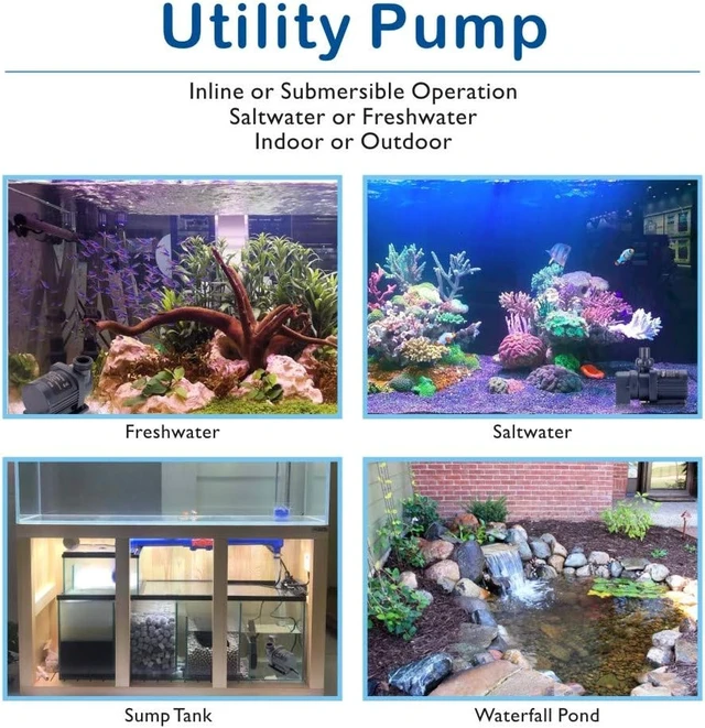 Alt view image 3 of 6 - 800 GPH Quiet 24V DC Inline/Submersible Aquarium Pump with LCD Display Controller Return Pump for Saltwater Coral Reef Tank Sump