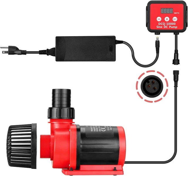 Alt view image 4 of 7 - 2640 GPH 80W Aquarium DC Water Pump with LCD Display Controller, DC24V, 18FT Lift 100-Speed ECO Quiet Inline & Submersible Pump for Fresh & Marine Tanks