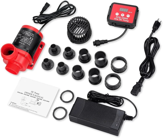 Alt view image 6 of 7 - 2640 GPH 80W Aquarium DC Water Pump with LCD Display Controller, DC24V, 18FT Lift 100-Speed ECO Quiet Inline & Submersible Pump for Fresh & Marine Tanks