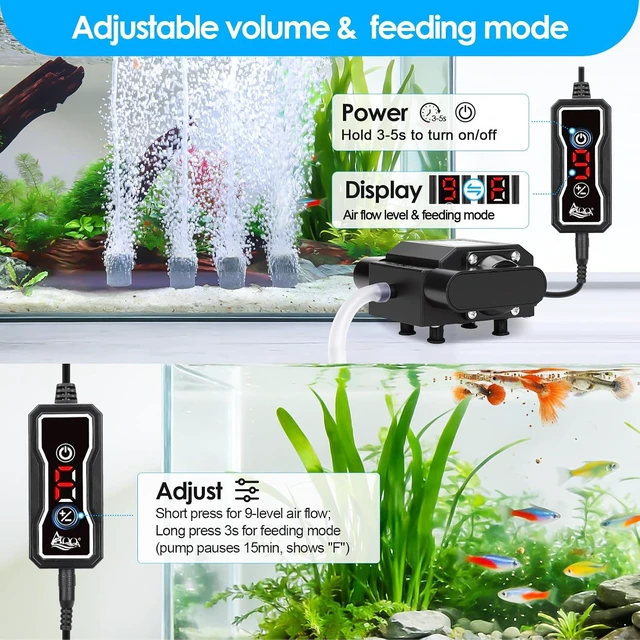 Alt view image 4 of 7 - 10W Aquarium Air Pump with Controller, 237 GPH Airflow