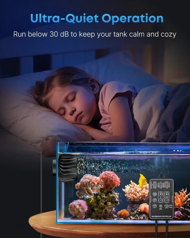 Alt view image 6 of 7 - 3400 GPH Aquarium Wave Maker, DC 24V 20W Circulation Pump with Magnetic Base Power Head for 50-450 Gallon Freshwater & Saltwater Tanks