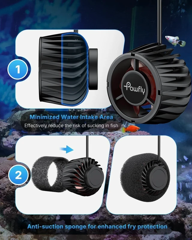Alt view image 7 of 7 - 3400 GPH Aquarium Wave Maker, DC 24V 20W Circulation Pump with Magnetic Base Power Head for 50-450 Gallon Freshwater & Saltwater Tanks