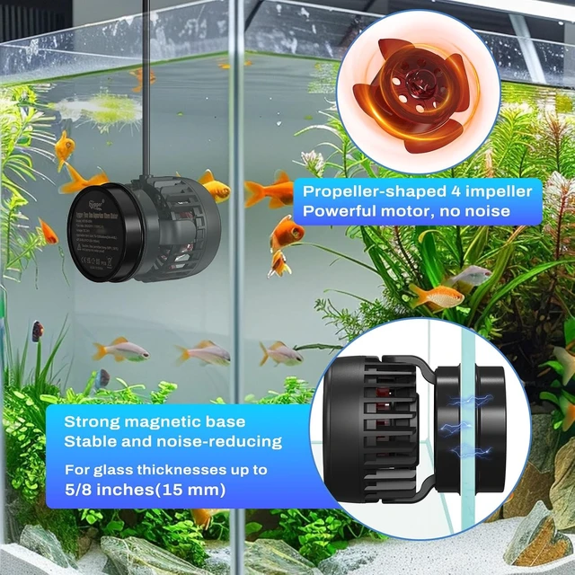 Alt view image 3 of 6 - Powerful DC Wave Maker with Adjustable Flow Frequency & 4 Wave/Night/Feed Modes Quiet Aquarium Circulation Pump with Magnetic Holder & Display Controller