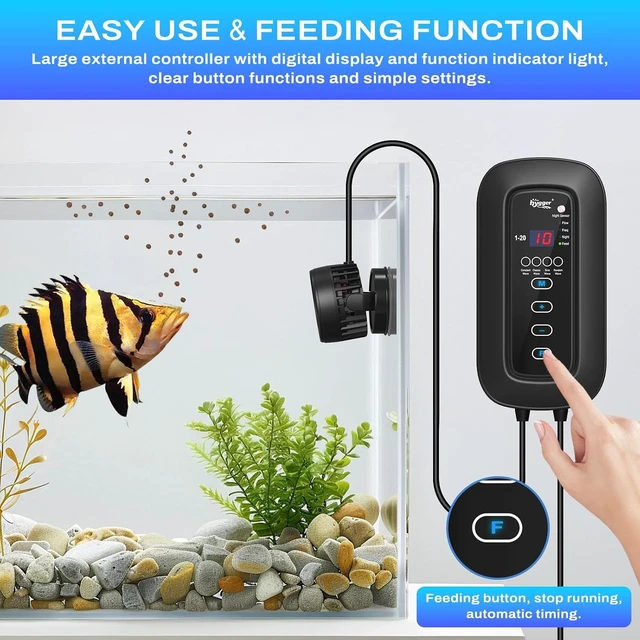 Alt view image 5 of 6 - Powerful DC Wave Maker with Adjustable Flow Frequency & 4 Wave/Night/Feed Modes Quiet Aquarium Circulation Pump with Magnetic Holder & Display Controller