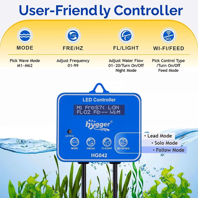 Alt view image 2 of 7 - 3400 GPH Strong Magnetic DC Wave Maker with Guard & Controller Adjustable Aquarium Circulation Pump for 75-220 Gallon Freshwater & Saltwater Tanks