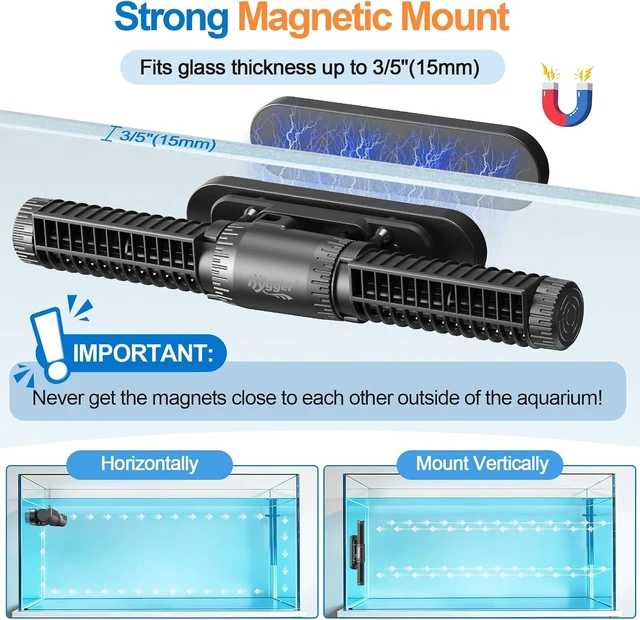 Alt view image 5 of 7 - 2000 GPH Crossflow Gyre Wavemaker with Adjustable Direction & Flow, 5 Wave Modes & Tidal Mode Magnetic Circulation Pump with Controller for Saltwater Coral Reef Tanks