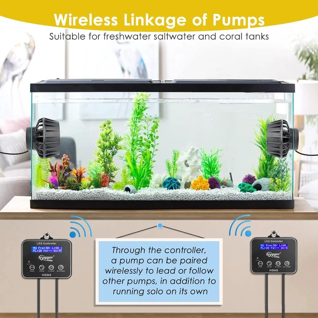 Alt view image 7 of 7 - 2114 GPH DC 24V 10W Ultra-Quiet Inverter Wavemaker with LED Controller & Magnetic Base Submersible Circulation Pump for 30-75 Gal Freshwater & Saltwater Tanks