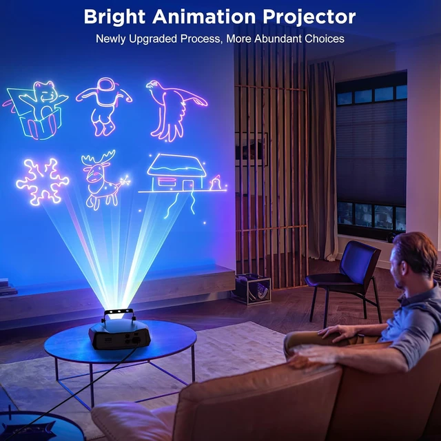 Alt view image 3 of 7 - 3D Animation DJ Party Laser Light with Multiple Control Functions Manual Graffiti, Text Playback & Personalized Programming for DJ Parties, KTV Bars & Events2PCS