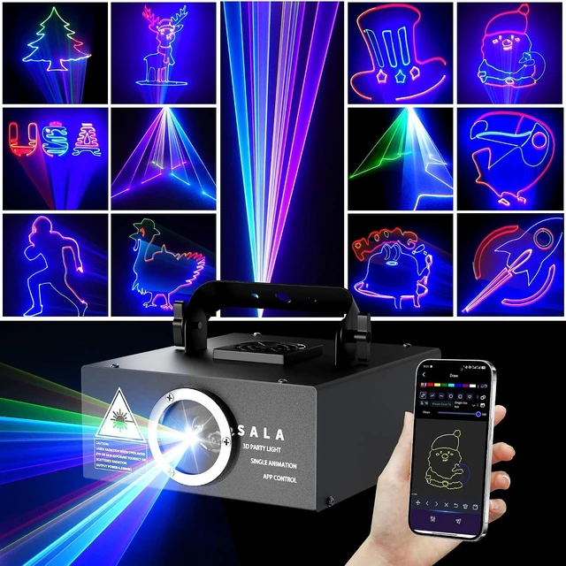 Main image of App-Controlled 3D Animation Laser Projector DJ Party Light Show