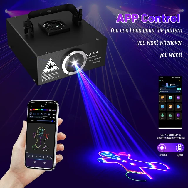 Alt view image 2 of 7 - App-Controlled 3D Animation Laser Projector DJ Party Light Show