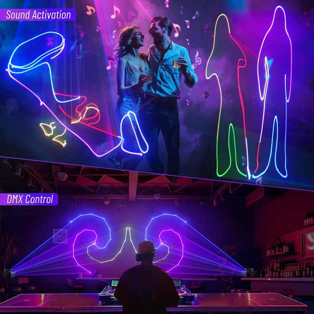 Alt view image 6 of 7 - App-Controlled 3D Animation Laser Projector DJ Party Light Show